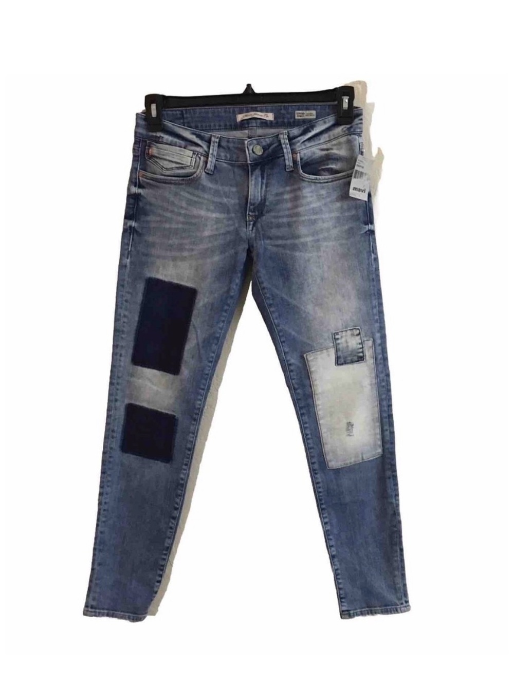 NEW Mavi Jeans 27 Serena Low Rise Super Skinny Patchwork Pink Skull Goth